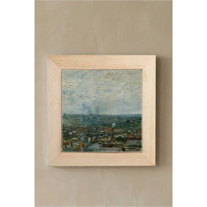 Vincent Van Gogh - Vue de Paris prise de Montmartre - Doğal Ahşap Çerçeveli Taş Tablo