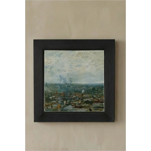 Vincent Van Gogh - Vue de Paris prise de Montmartre - Doğal Ahşap Çerçeveli Taş Tablo