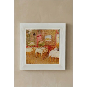 Vincent Van Gogh - Intérieur de restaurant - Doğal Ahşap Çerçeveli Taş Tablo