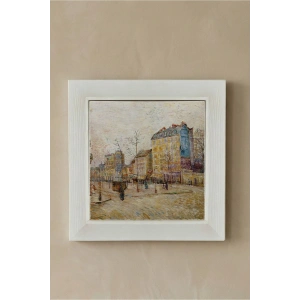 Vincent Van Gogh - Boulevard de Clichy - Doğal Ahşap Çerçeveli Taş Tablo