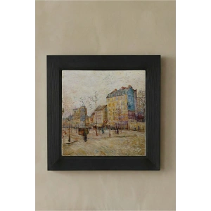Vincent Van Gogh - Boulevard de Clichy - Doğal Ahşap Çerçeveli Taş Tablo