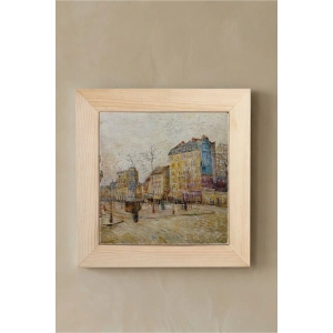 Vincent Van Gogh - Boulevard de Clichy - Doğal Ahşap Çerçeveli Taş Tablo