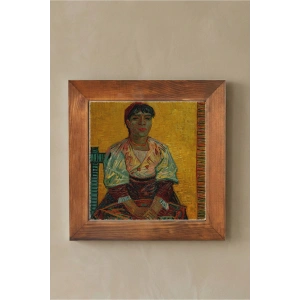 Vincent Van Gogh - İtalyan Kadın - Doğal Ahşap Çerçeveli Taş Tablo