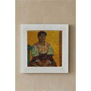 Vincent Van Gogh - İtalyan Kadın - Doğal Ahşap Çerçeveli Taş Tablo
