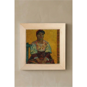 Vincent Van Gogh - İtalyan Kadın - Doğal Ahşap Çerçeveli Taş Tablo