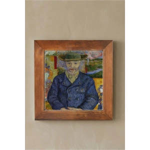 Vincent Van Gogh - Père Tanguy Portresi - Doğal Ahşap Çerçeveli Taş Tablo