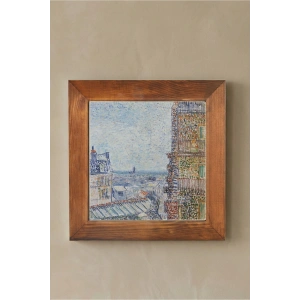 Vincent Van Gogh - View of Paris - Doğal Ahşap Çerçeveli Taş Tablo