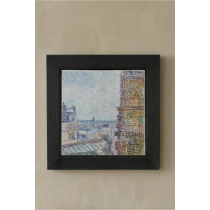 Vincent Van Gogh - View of Paris - Doğal Ahşap Çerçeveli Taş Tablo