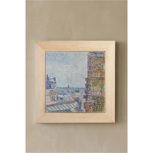 Vincent Van Gogh - View of Paris - Doğal Ahşap Çerçeveli Taş Tablo