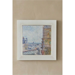 Vincent Van Gogh - View of Paris - Doğal Ahşap Çerçeveli Taş Tablo