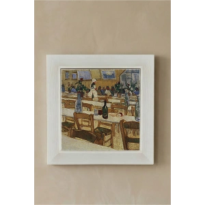 Vincent Van Gogh - Interior of a Restaurant in Arles - Doğal Ahşap Çerçeveli Taş Tablo