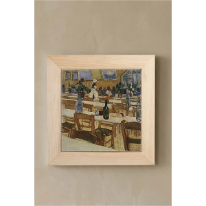 Vincent Van Gogh - Interior of a Restaurant in Arles - Doğal Ahşap Çerçeveli Taş Tablo