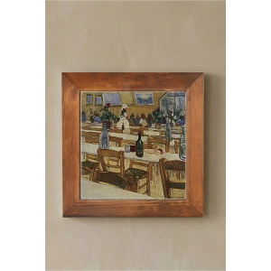 Vincent Van Gogh - Interior of a Restaurant in Arles - Doğal Ahşap Çerçeveli Taş Tablo