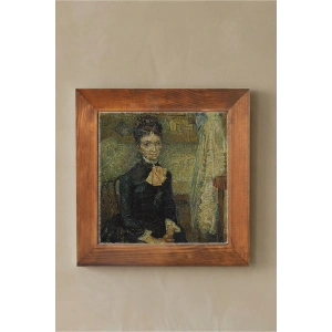 Vincent Van Gogh - Portrait of Léonie Rose Charbuy-Davy - Doğal Ahşap Çerçeveli Taş Tablo