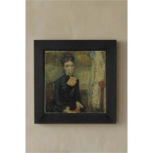 Vincent Van Gogh - Portrait of Léonie Rose Charbuy-Davy - Doğal Ahşap Çerçeveli Taş Tablo