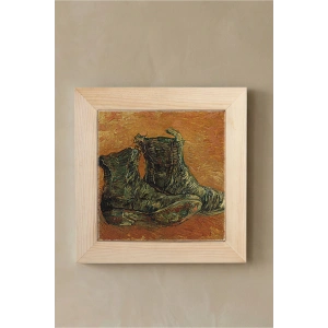Vincent Van Gogh - A Pair of Shoes - Doğal Ahşap Çerçeveli Taş Tablo