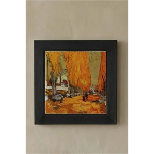 Vincent Van Gogh - Les Alycamps Alycamps - Doğal Ahşap Çerçeveli Taş Tablo