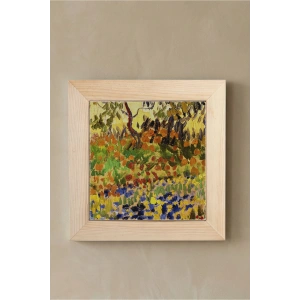 Vincent Van Gogh - Garden at Arles - Doğal Ahşap Çerçeveli Taş Tablo