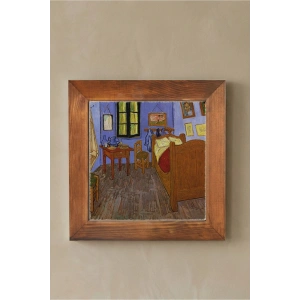Vincent Van Gogh - The Room - Doğal Ahşap Çerçeveli Taş Tablo
