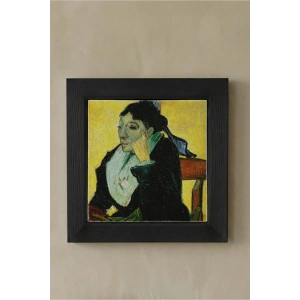 Vincent Van Gogh - Madame Ginouxen Arlesienne - Doğal Ahşap Çerçeveli Taş Tablo