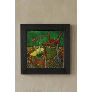 Vincent Van Gogh - De stoel van Gauguin - Doğal Ahşap Çerçeveli Taş Tablo