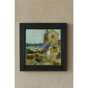 Vincent Van Gogh - The Old Mill - Doğal Ahşap Çerçeveli Taş Tablo
