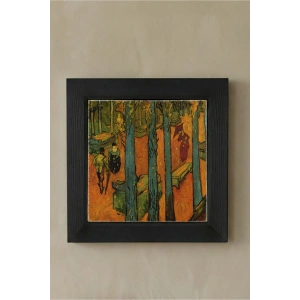 Vincent Van Gogh - Les Alyscamps - Doğal Ahşap Çerçeveli Taş Tablo