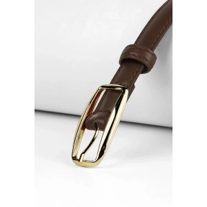 Kadın İnce Oval Gold Tokalı Kemer – Şık Elbise Pantolon Kemeri