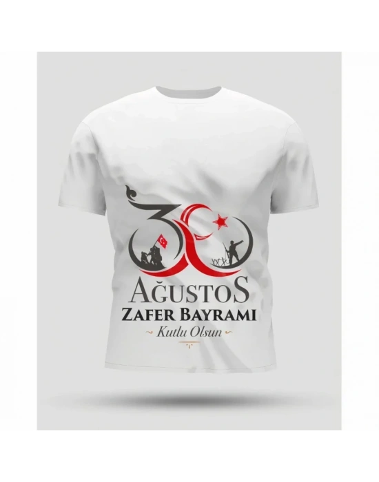 30 Ağustos Zafer Bayramı Baskılı Oversize Bisiklet Yaka T-shirt