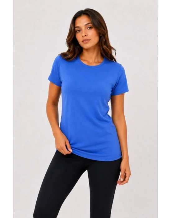3’lü Kısa Kollu Bisiklet Yaka Basic Slim Fit T-Shirt -Petrol Mavisi  - Bej - Mavi