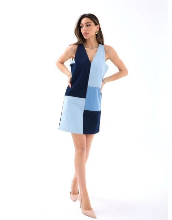 7385 KOT ELBİSE-MAVİ