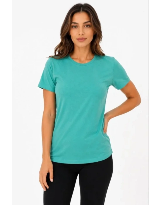 Basic Tişört Bisiklet Yaka Kısa Kol Günlük Yazlık Slim Fit T-Shirt - Su Yeşili