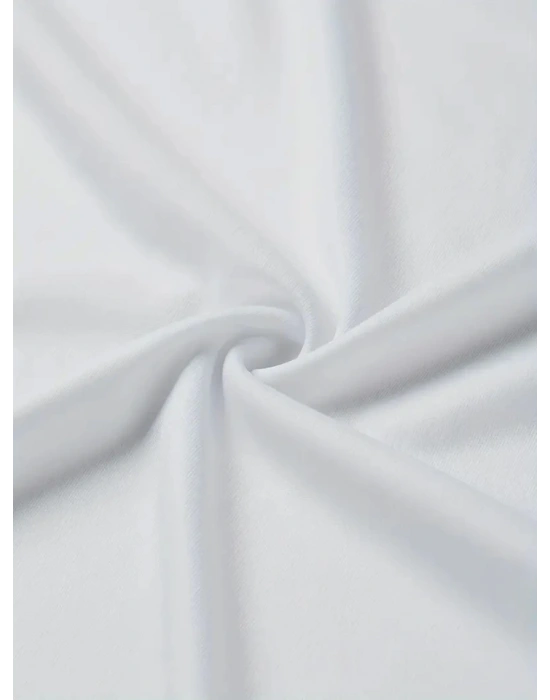 Baskılı Oversize Bisiklet Yaka T-shirt - Beyaz