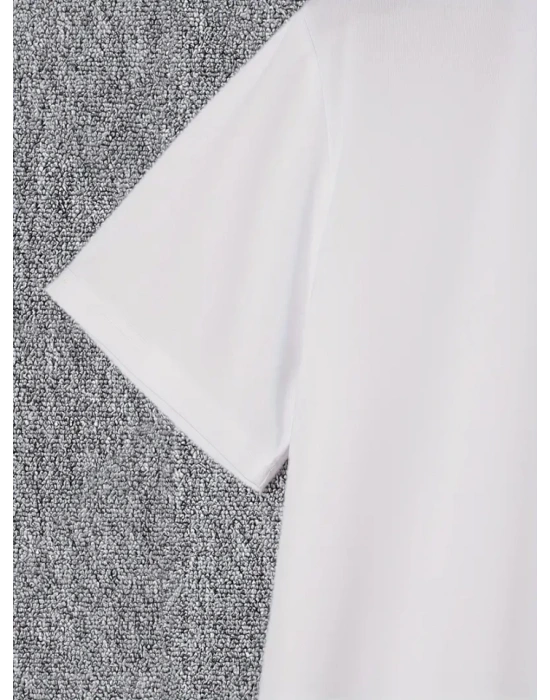 Baskılı Oversize Bisiklet Yaka T-shirt - Beyaz