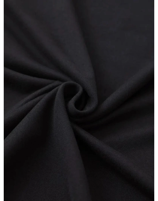 Baskılı Oversize Bisiklet Yaka T-shirt - Siyah