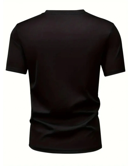 Baskılı Oversize Bisiklet Yaka T-shirt - Siyah