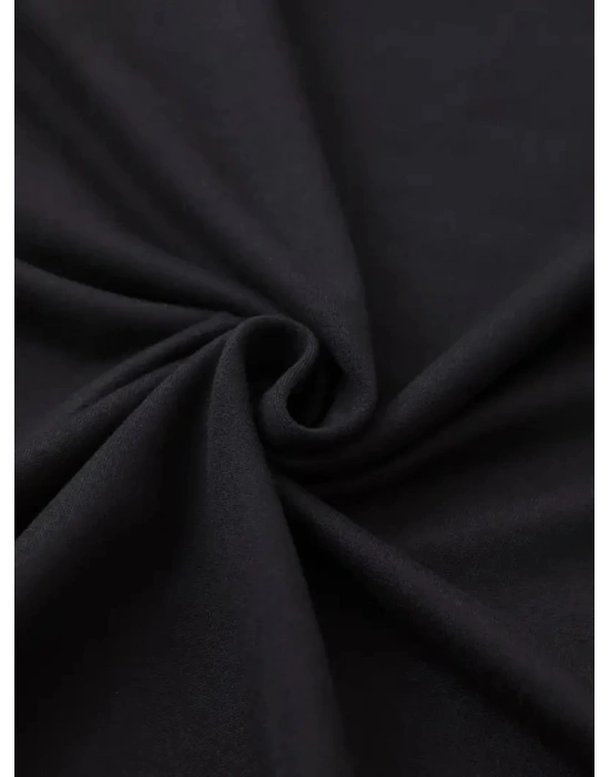 Baskılı Oversize Bisiklet Yaka T-shirt - Siyah