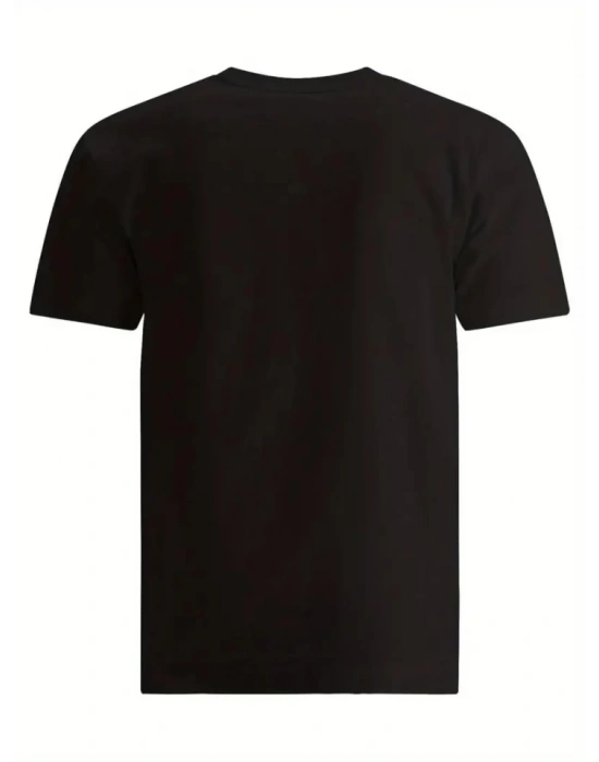 Baskılı Oversize Bisiklet Yaka T-shirt - Siyah