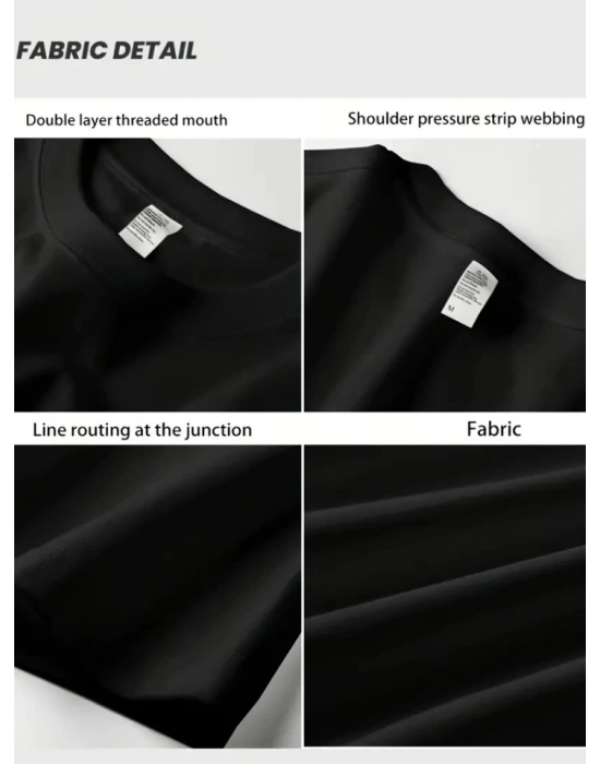 Baskılı Oversize Bisiklet Yaka T-shirt - Siyah