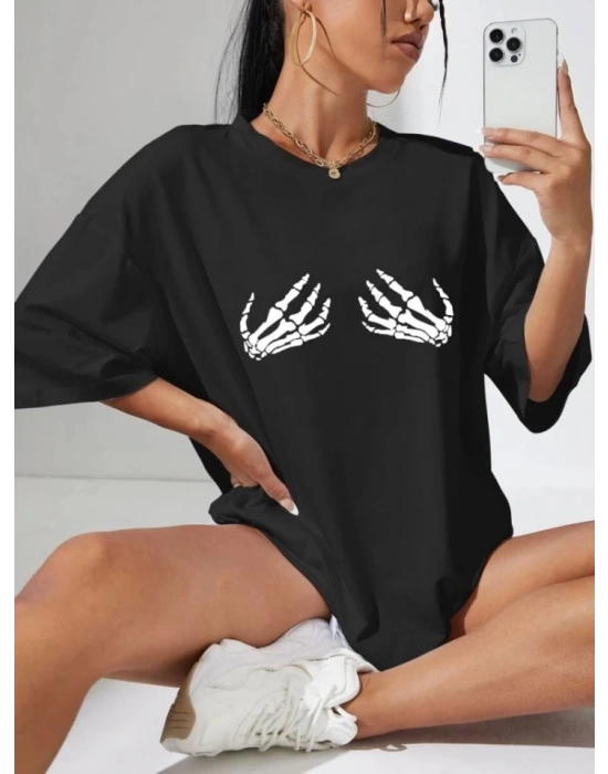 Baskılı T-shirt - Siyah