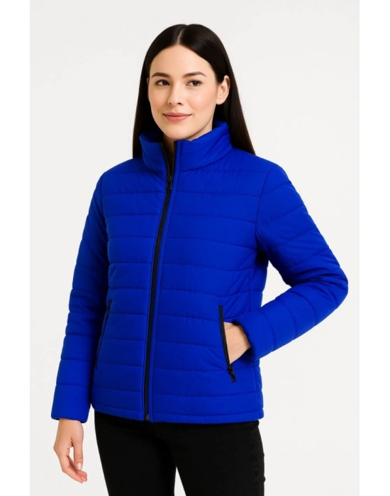 Bomber Mont Ceket – Su İtici Kumaş, Kapitone Astarlı, Fermuarlı, Kışlık - Saks Mavisi