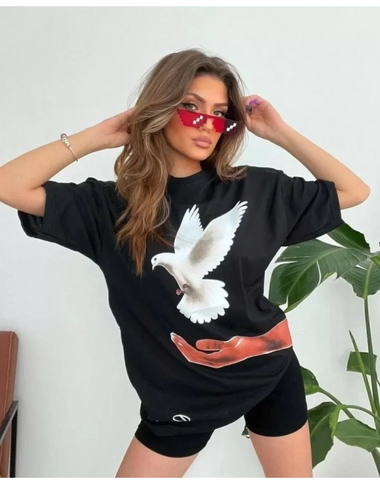 Dijital Baskılı T-Shirt - Siyah