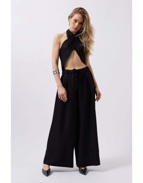 Düşük Bel Oversize Keten Pantolon