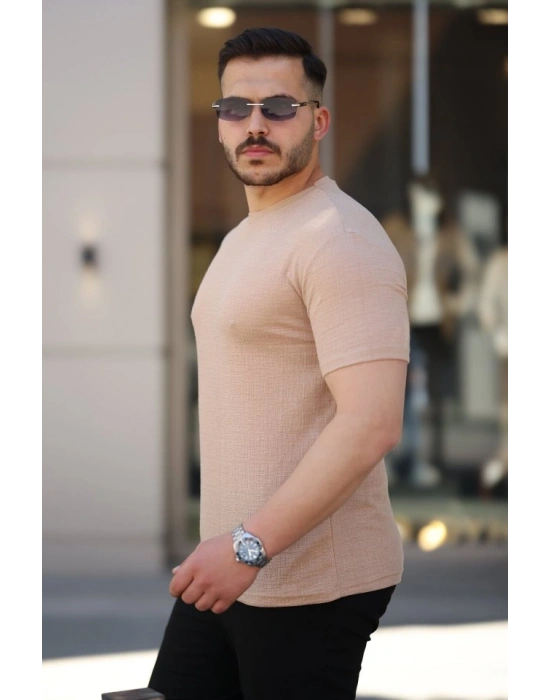 Erkek Ağaç Kabuğu Desenli Kısa Kollu T-shirt