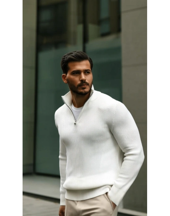 Erkek Balıkçı Zip Yaka Uzun Kollu Triko