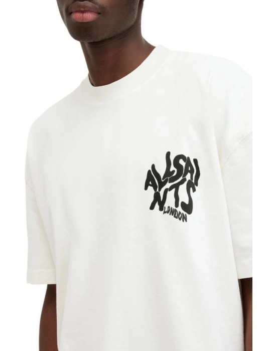 Erkek Baskılı Oversize T-shirt - Beyaz