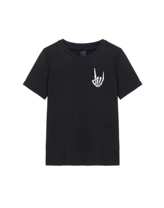 Erkek Baskılı Oversize T-shirt - Siyah