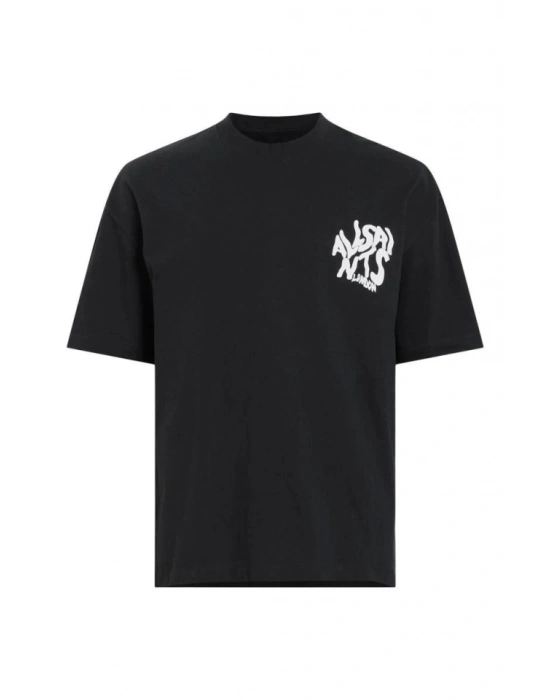Erkek Baskılı Oversize T-shirt - Siyah