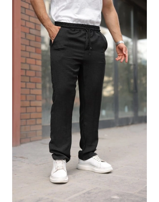 Erkek Beli Lastikli Pera Keten Pantolon