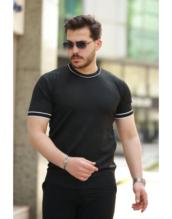 Erkek Bisiklet Yaka Ribanalı Kısa Kollu Tshirt